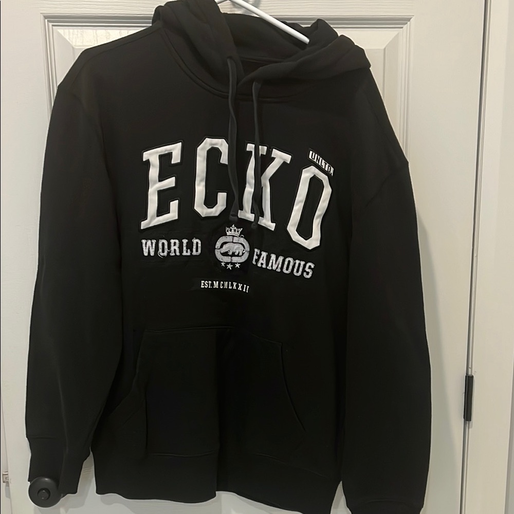 Ecko Unlimited Black Hoodie Bold Logo Pullover